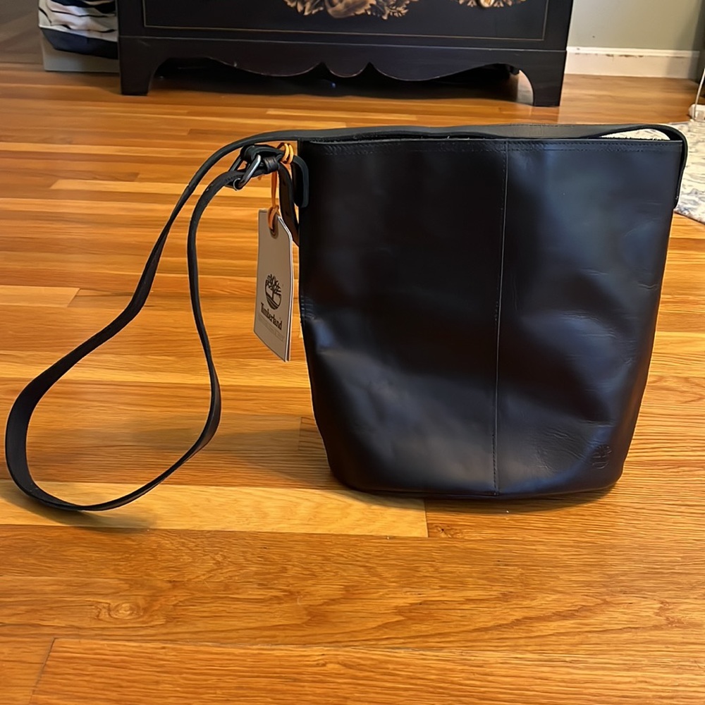 NEW Leather bag, Timberland black genuine Wilson leather, Harbor Lake Collection
